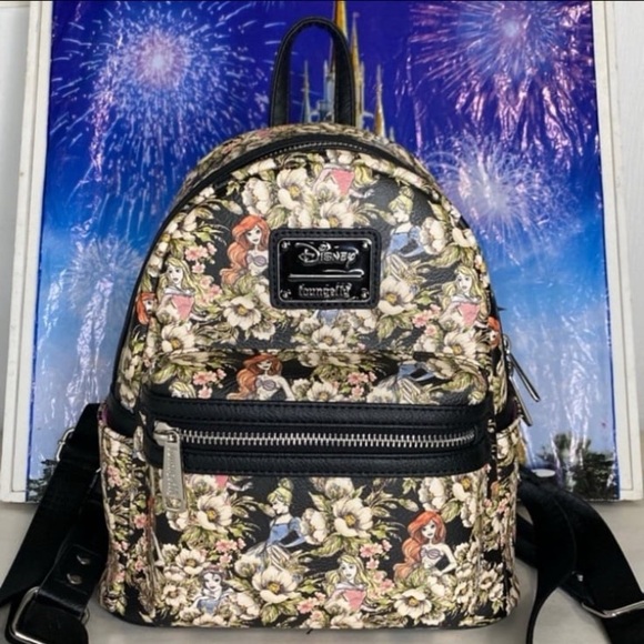 Disney Loungefly princesses Ariel aurora Cinderella belle sketch floral backpack